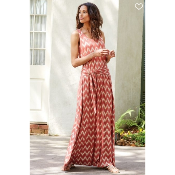 Soft Surroundings Alessandra Chevron Maxi Dress M - Picture 1 of 10
